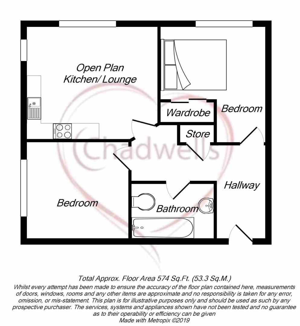 2 bed flat to rent in Bath Lane, Mansfield, NG18 - Property Floorplan