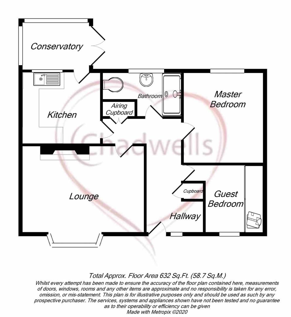 2 bed bungalow for sale in The Paddock, Blackwell, DE55 - Property Floorplan