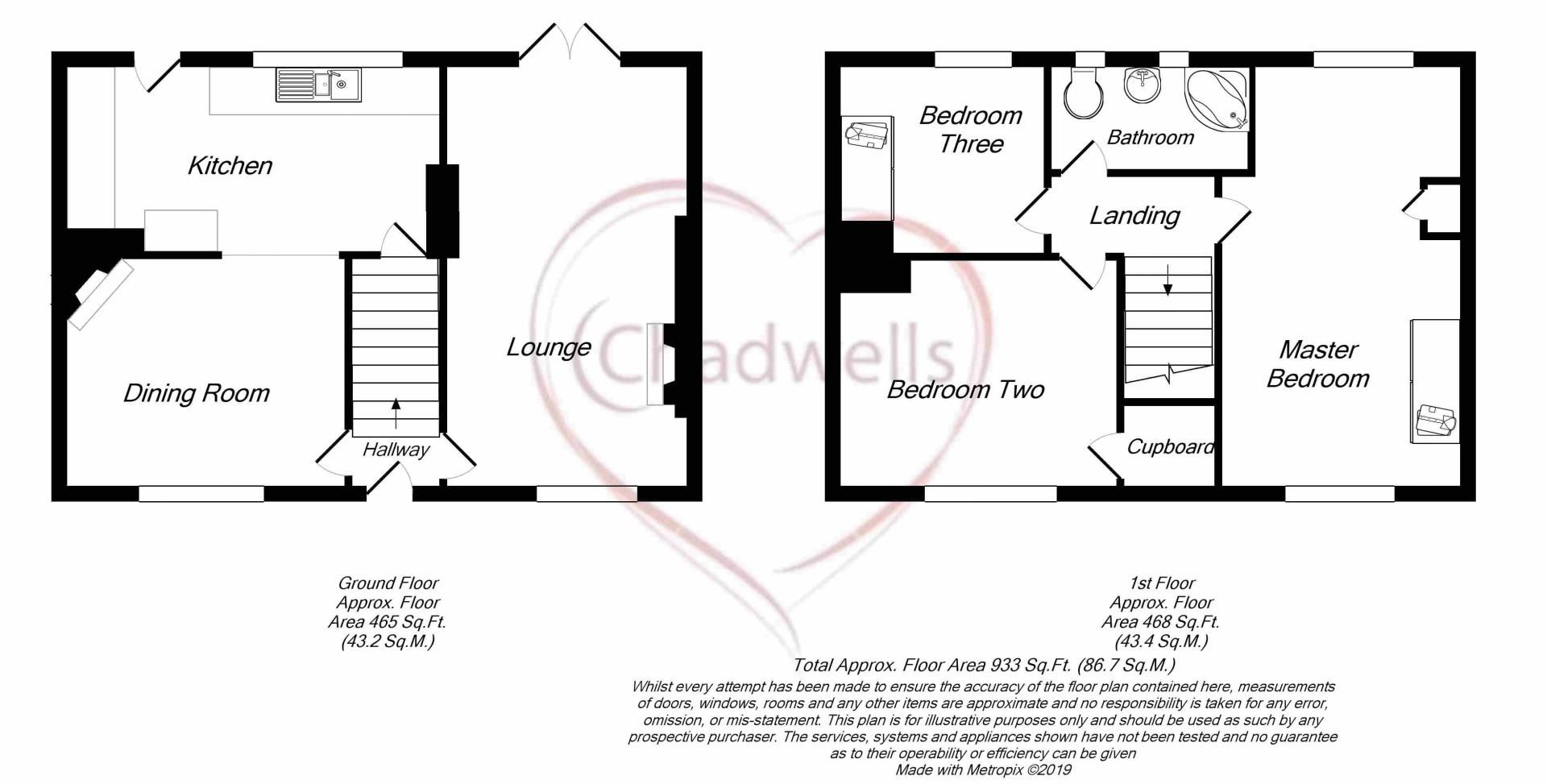 3 bed house for sale in First Avenue, Edwinstowe, NG21 - Property Floorplan