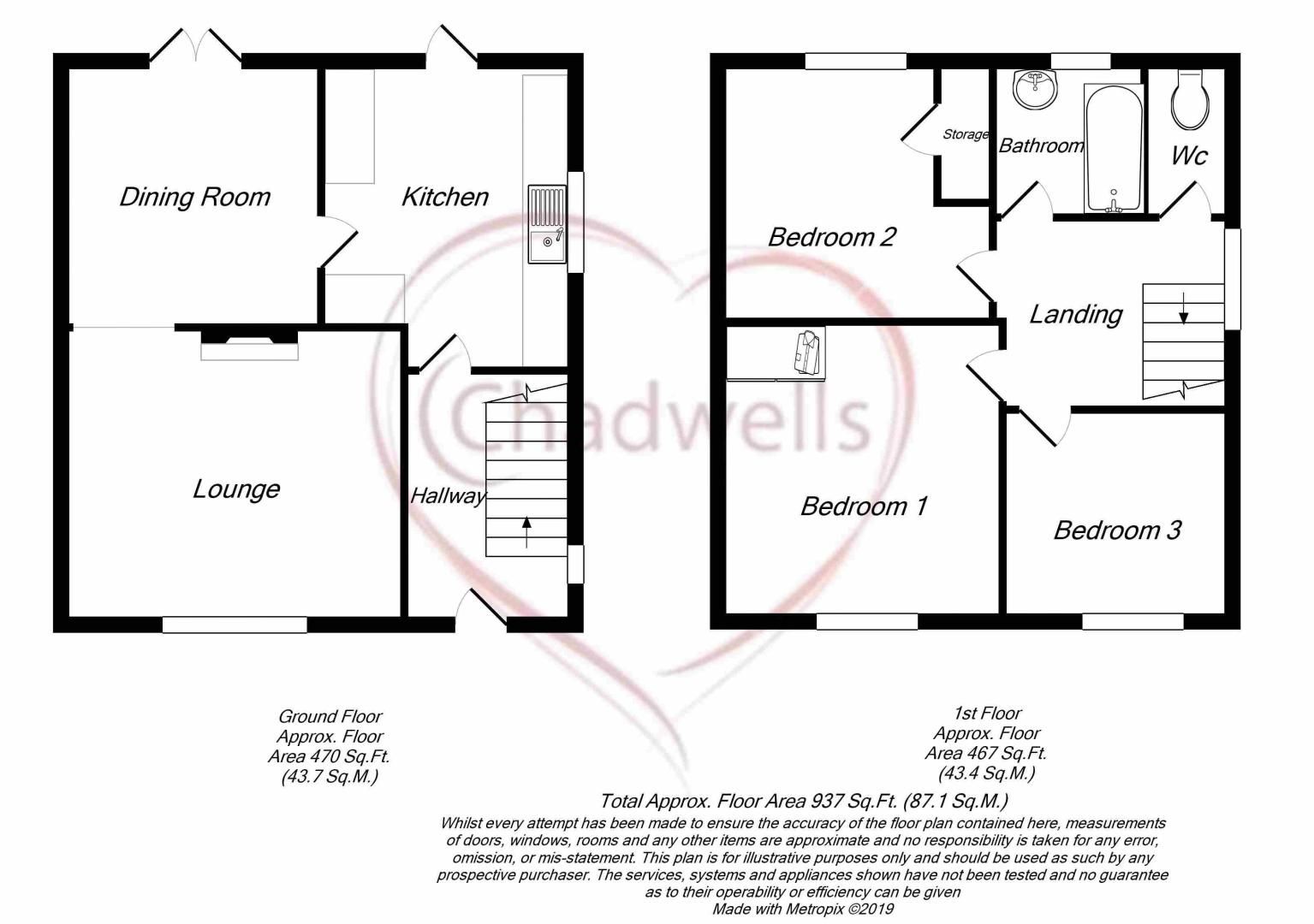 3 bed house for sale in Greenwood Crescent, Boughton, NG22 - Property Floorplan