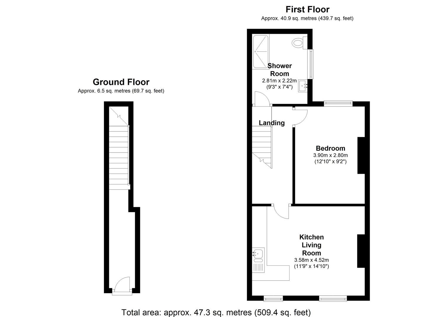 1 bed flat to rent in Ilkeston - Property Floorplan