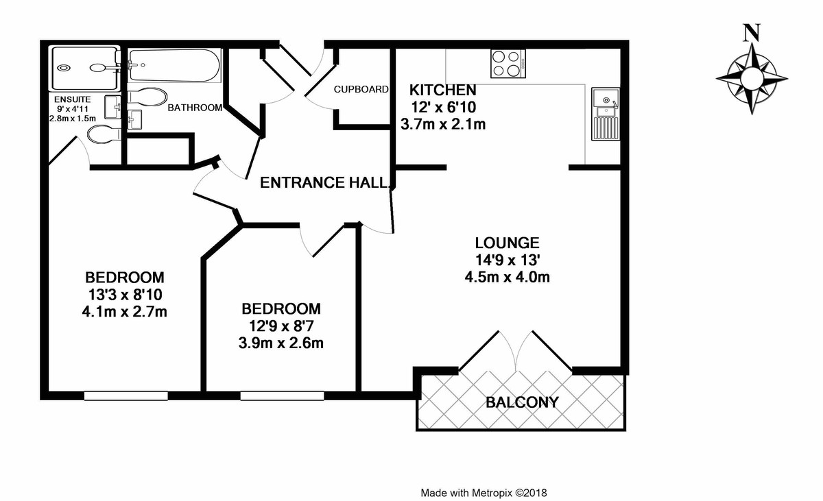 2 bed flat to rent in Constantine House, New North Road - Property Floorplan