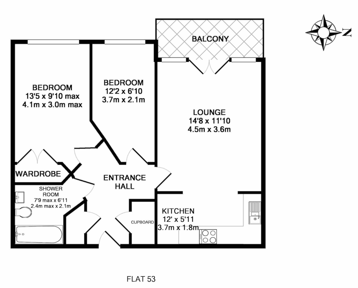 2 bed flat to rent in Constantine House, New North Road - Property Floorplan