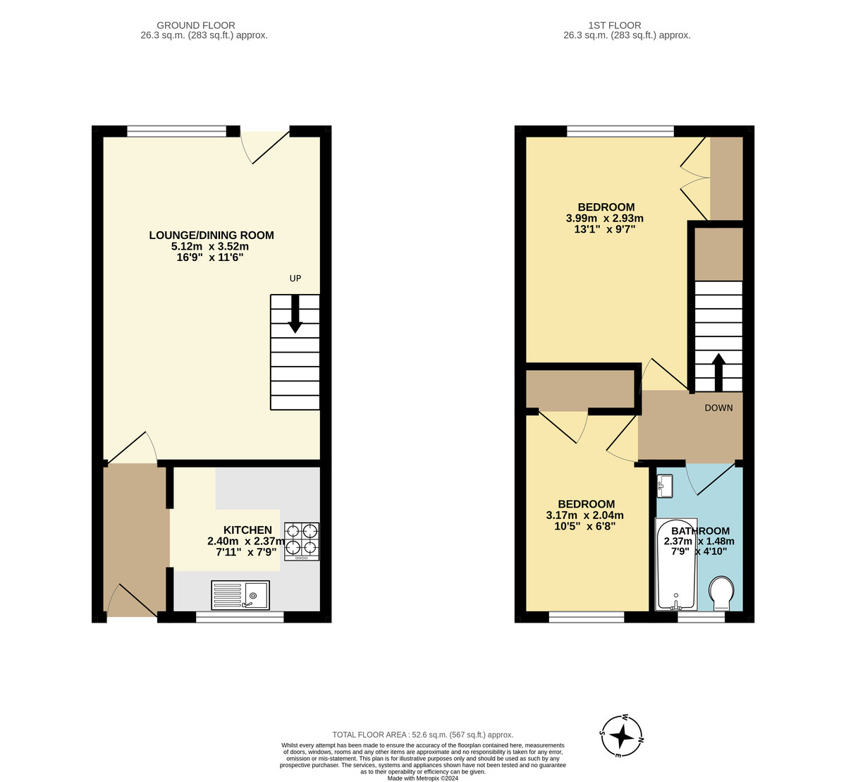 2 bed house to rent in Wilton Way, Exeter - Property Floorplan