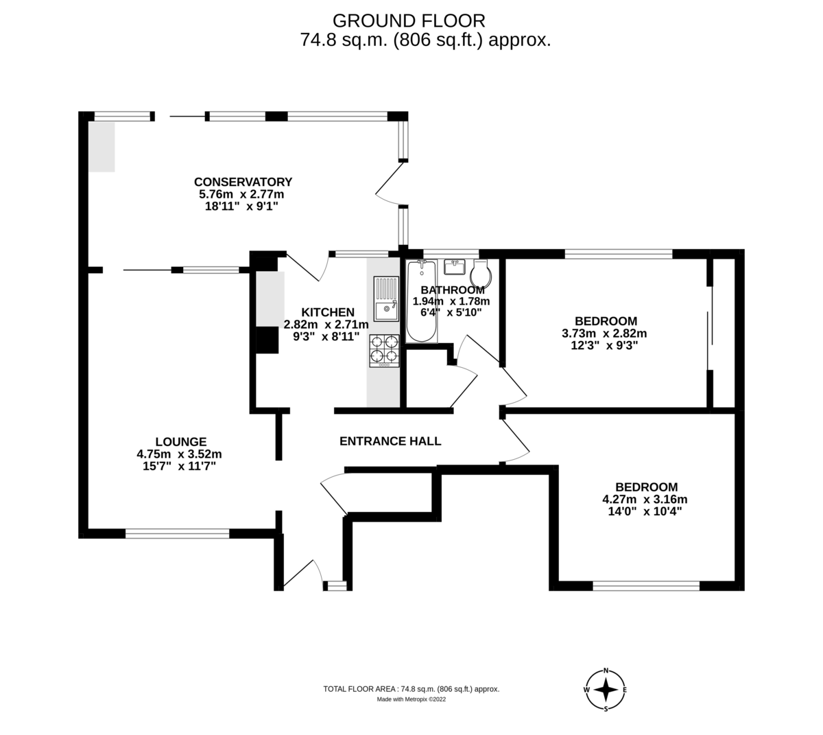 2 bed flat to rent in Mincinglake Road - Property Floorplan