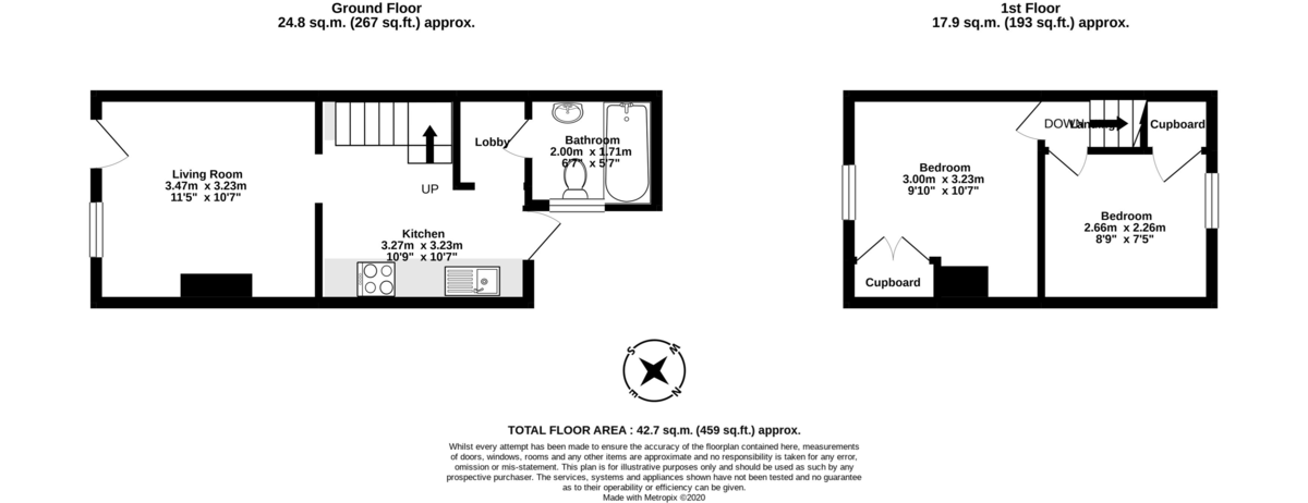 2 bed house to rent - Property Floorplan