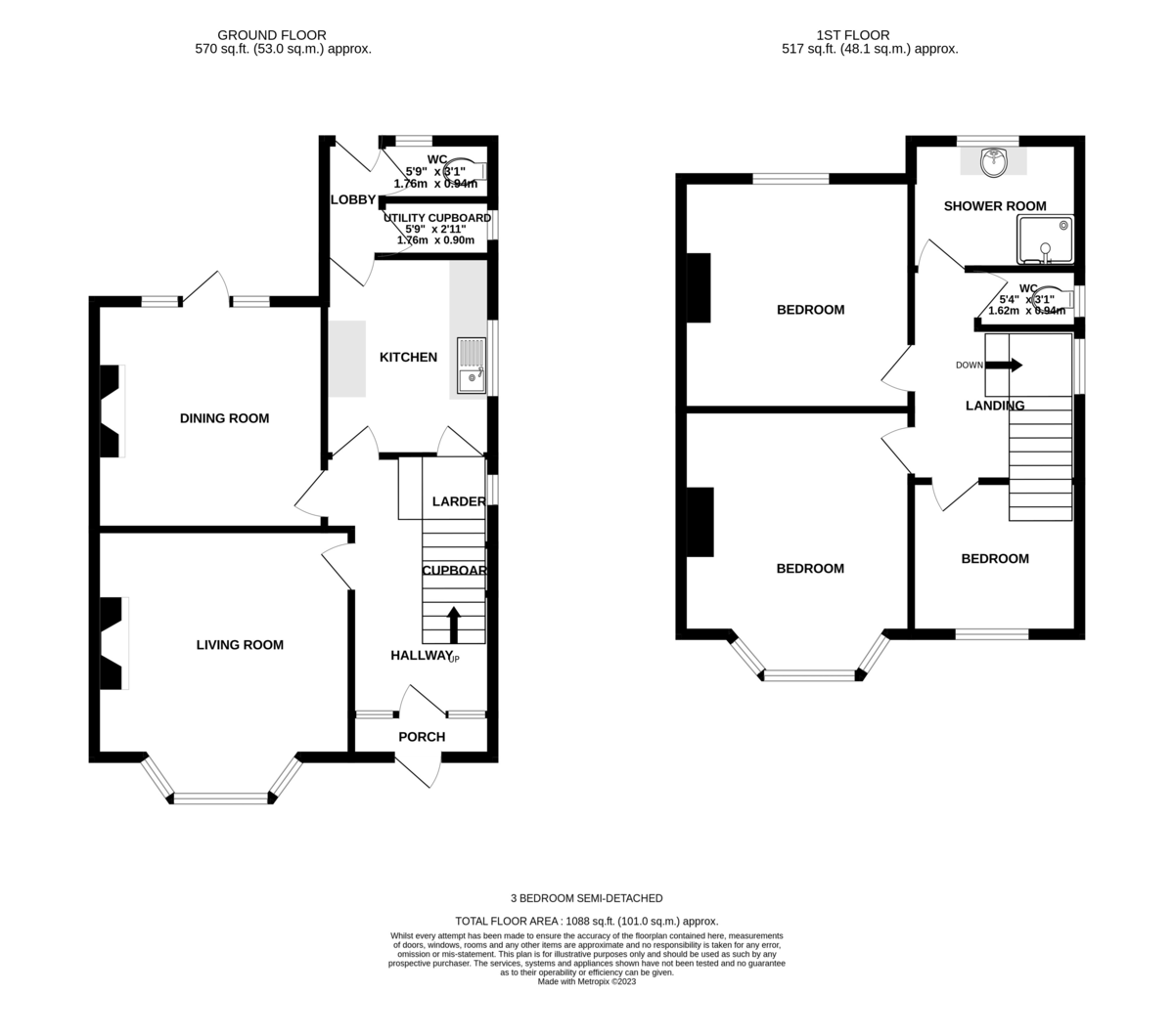 3 bed house for sale - Property Floorplan