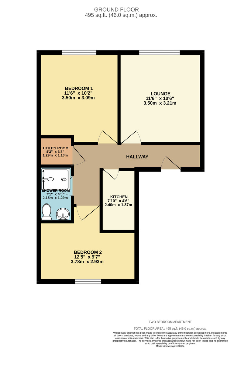 2 bed flat for sale in Flat 1, 23 Belmont Road - Property Floorplan