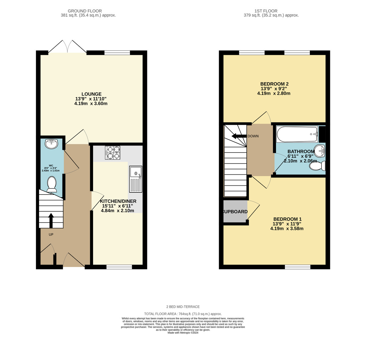 2 bed house for sale - Property Floorplan