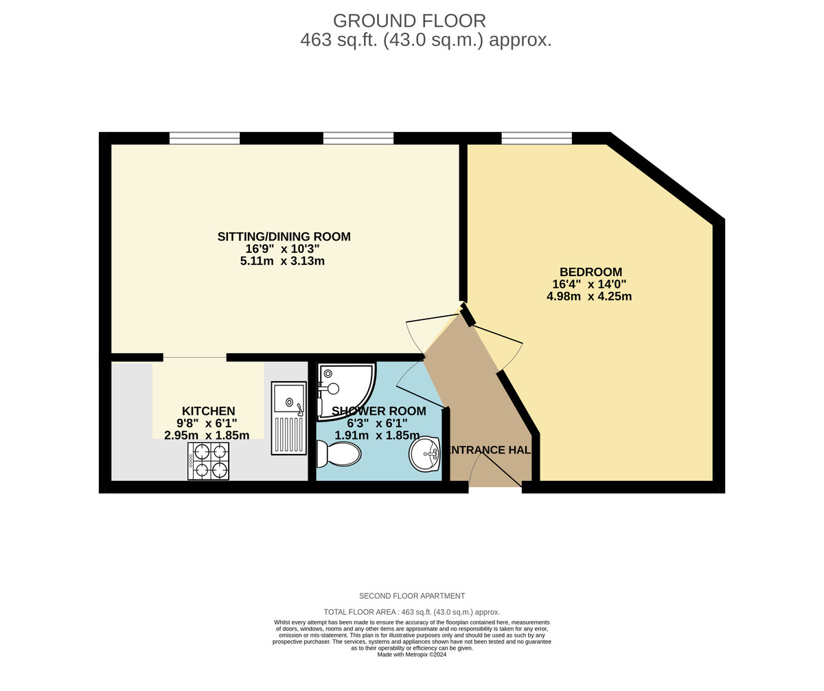 1 bed flat for sale in Northernhay Street - Property Floorplan