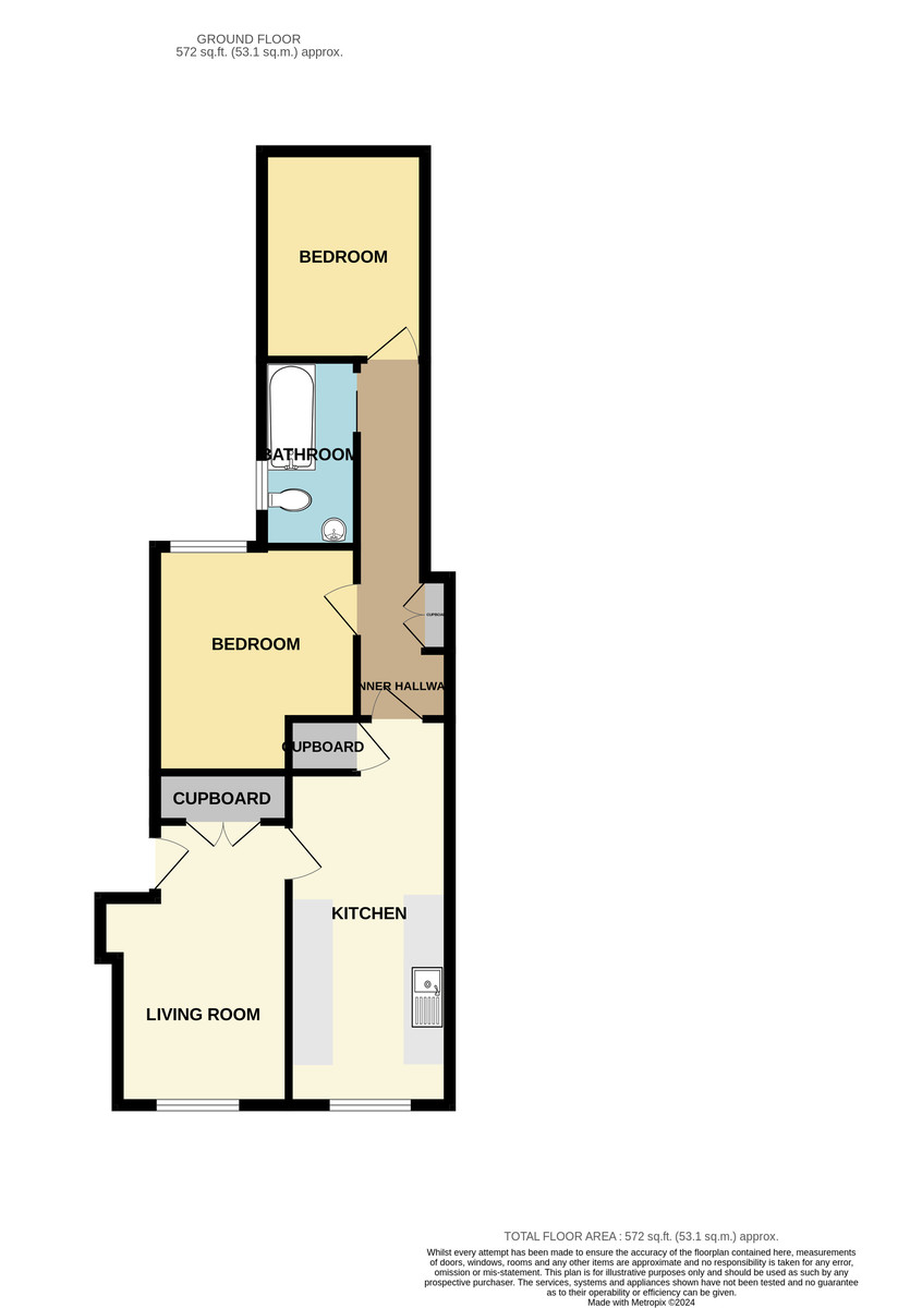 2 bed flat to rent in Longbrook Street - Property Floorplan