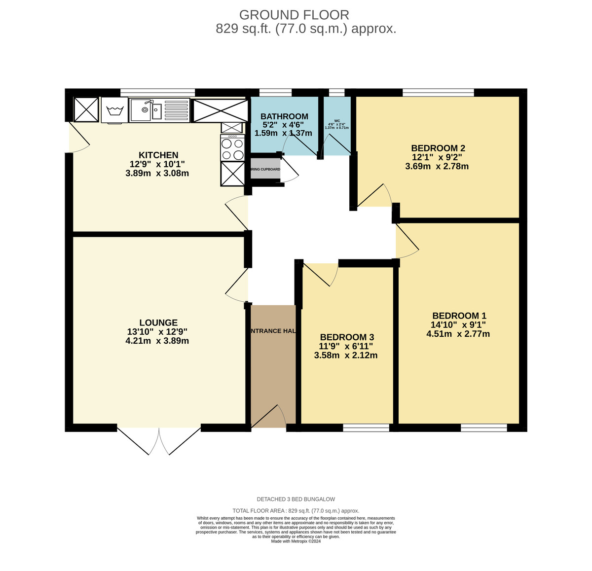 3 bed bungalow for sale in Okefield Road - Property Floorplan