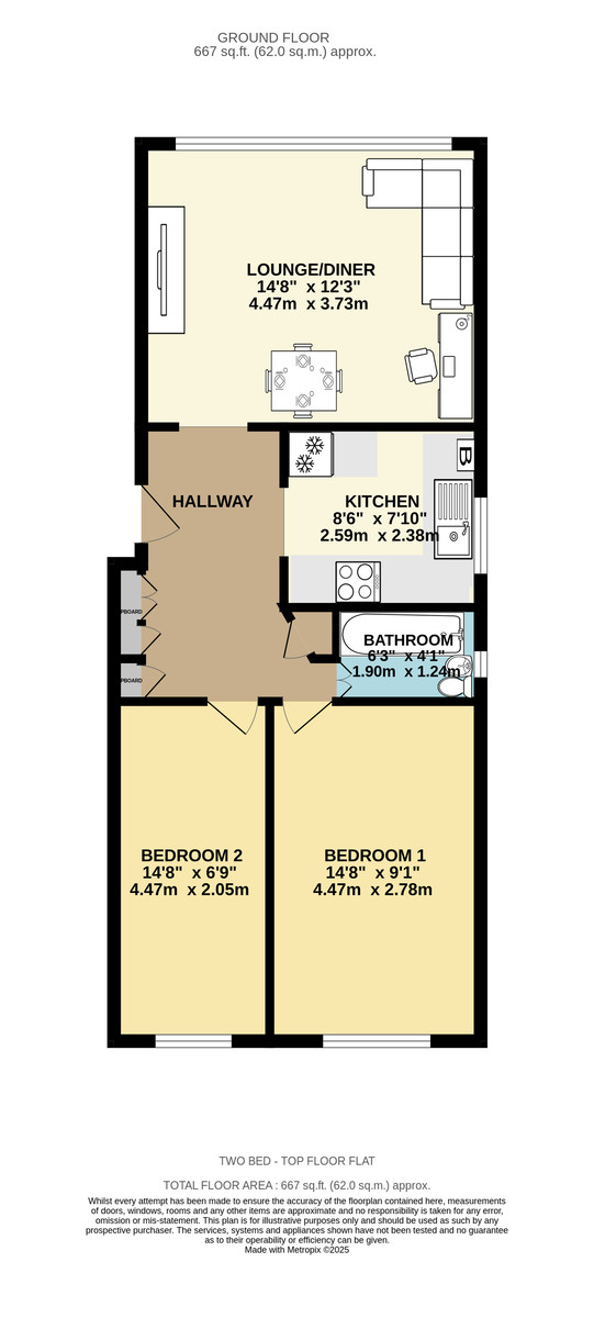 2 bed flat for sale in Flat E, 27 Well Street - Property Floorplan