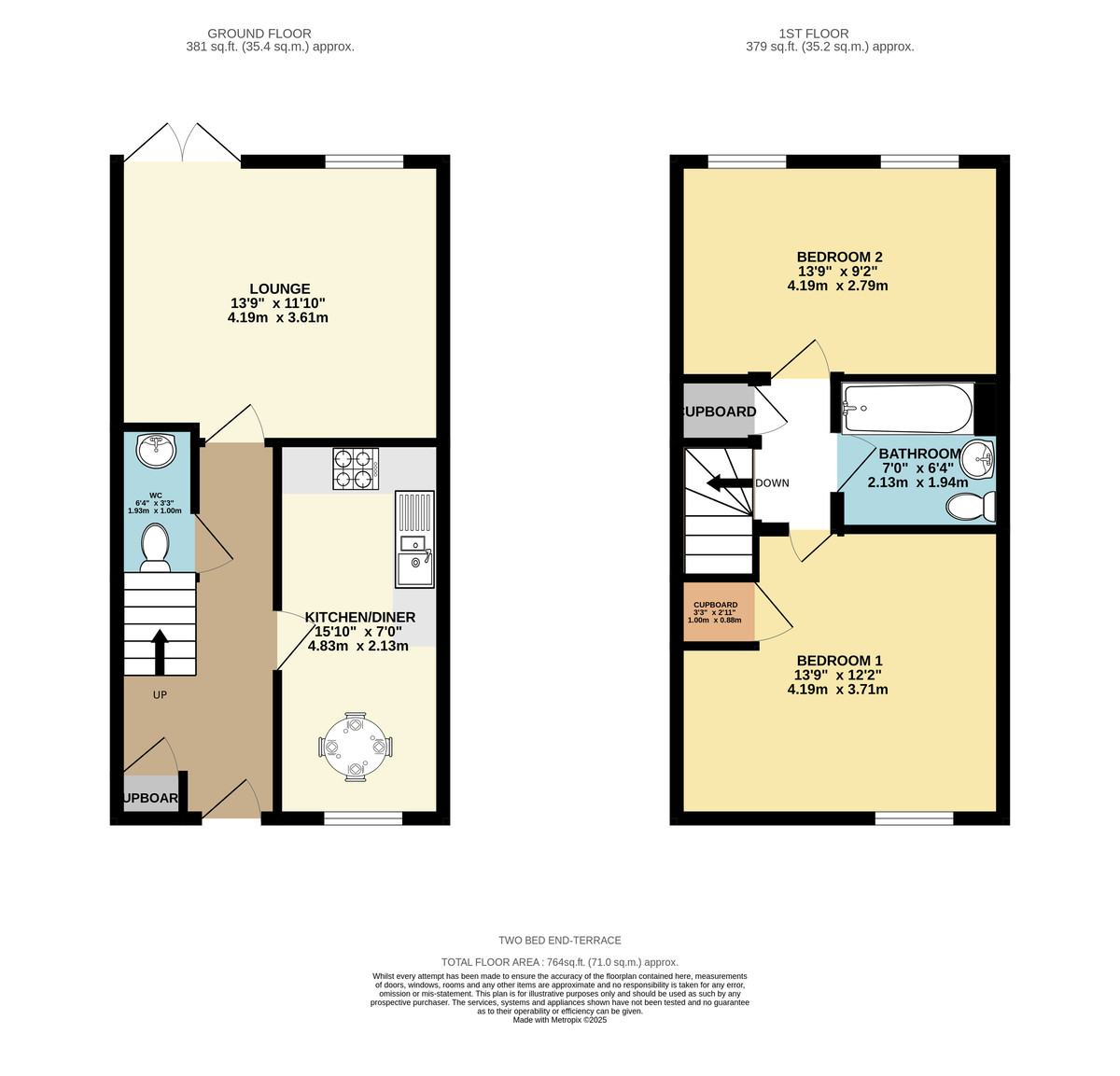 2 bed house for sale in Quarry Heights, Exeter - Property Floorplan