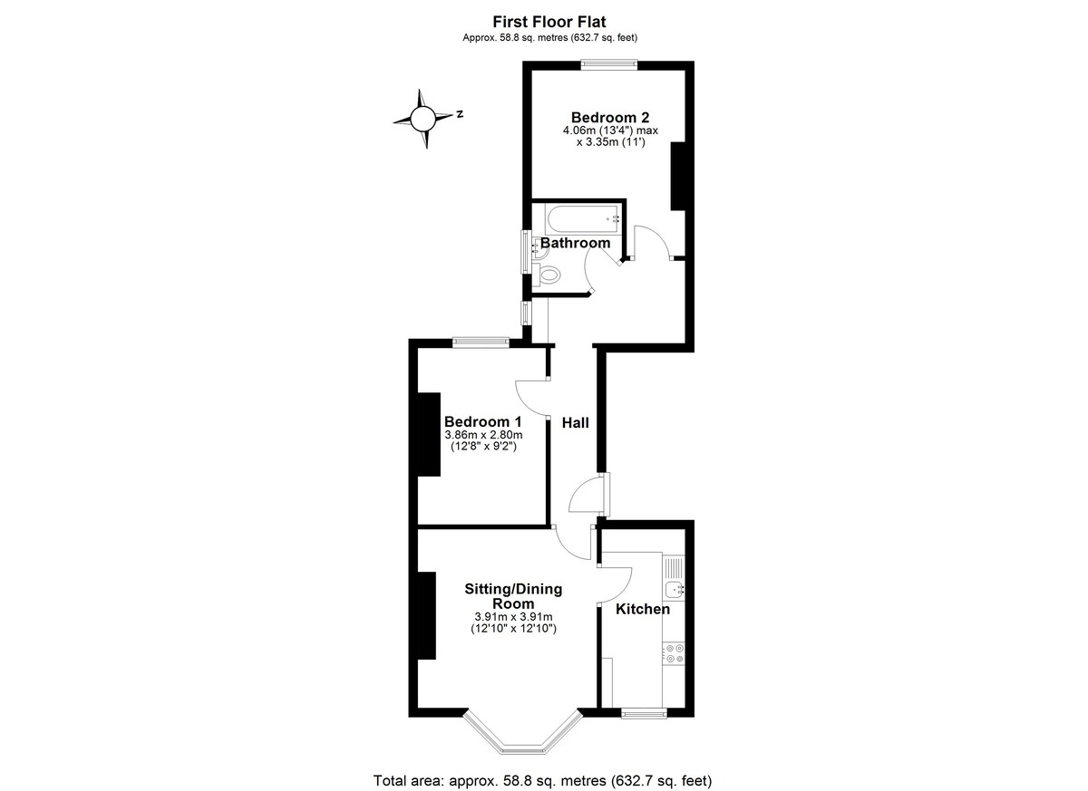 2 bed flat for sale in Longbrook Street, Exeter - Property Floorplan