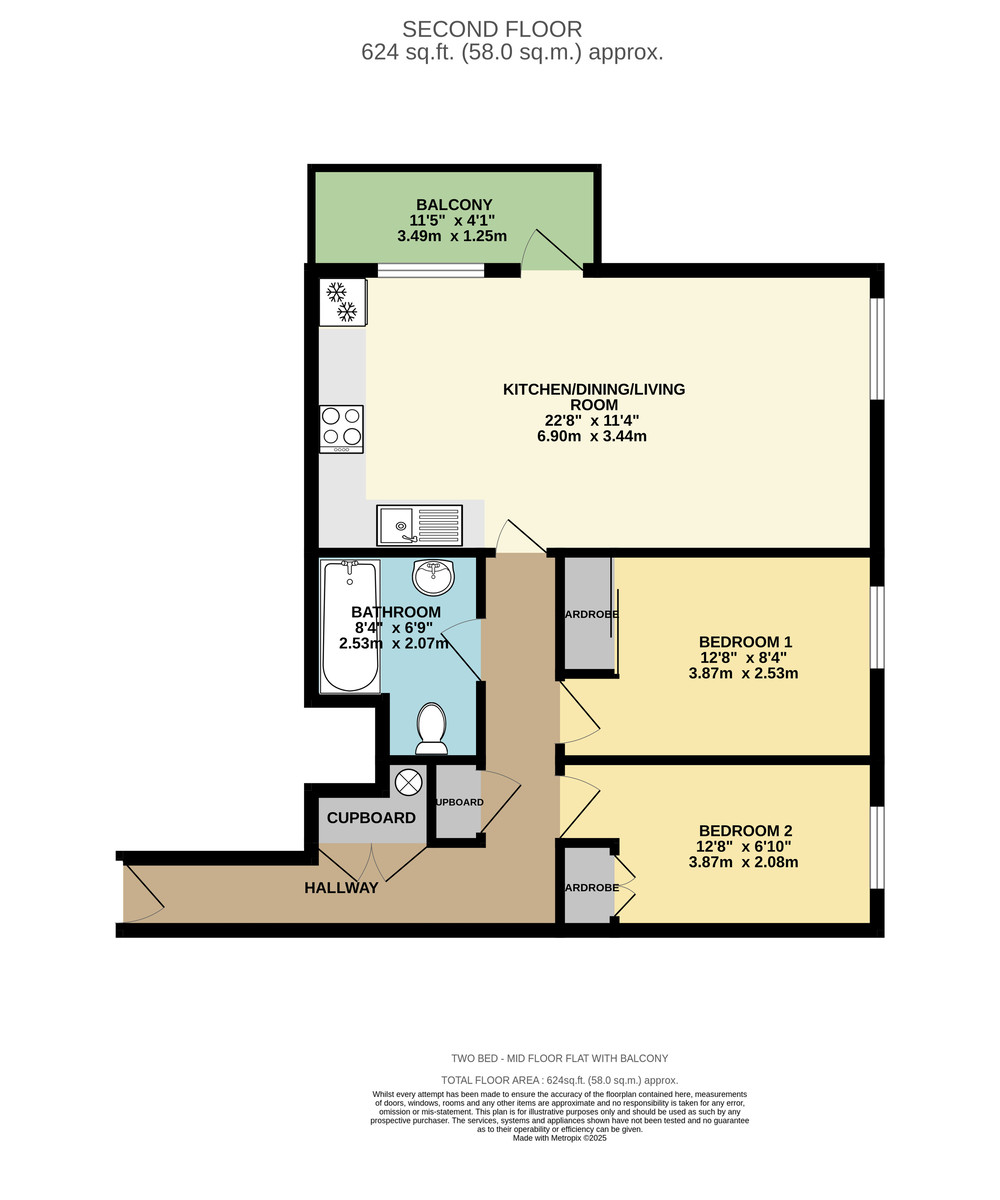 2 bed flat for sale in Belmont House, Silver Lane - Property Floorplan