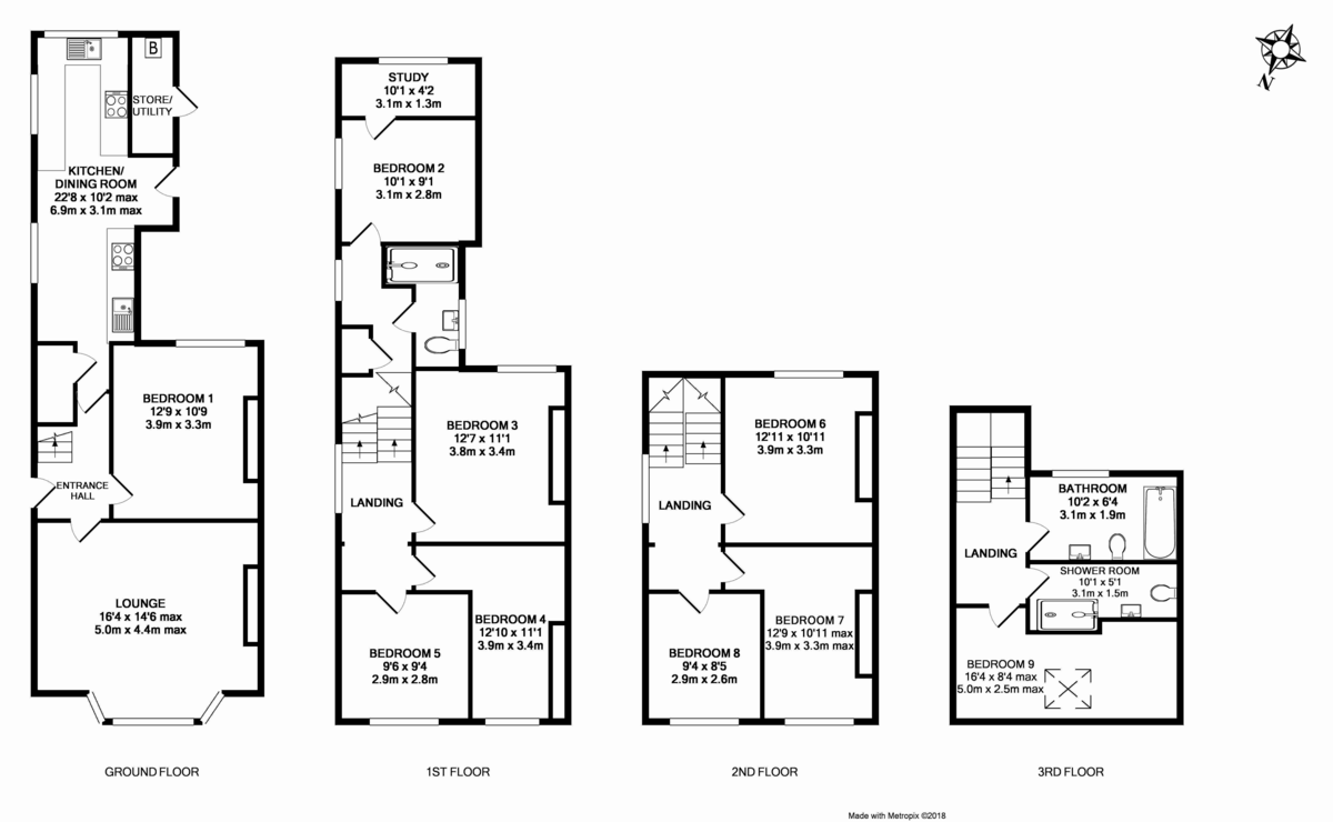 9 bed house to rent in Union Road, Exeter - Property Floorplan
