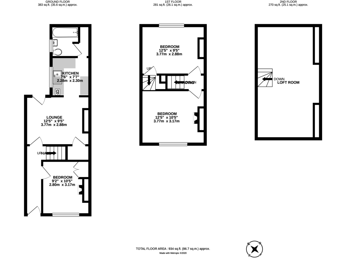 3 bed house to rent in Rosewood Terrace, Exeter - Property Floorplan