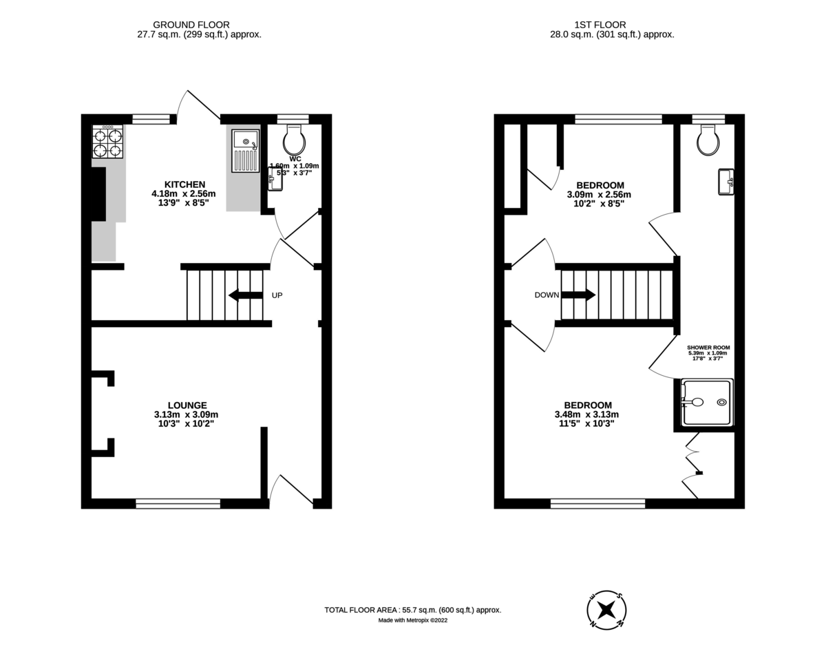 2 bed house to rent in Rosewood Terrace, Exeter - Property Floorplan