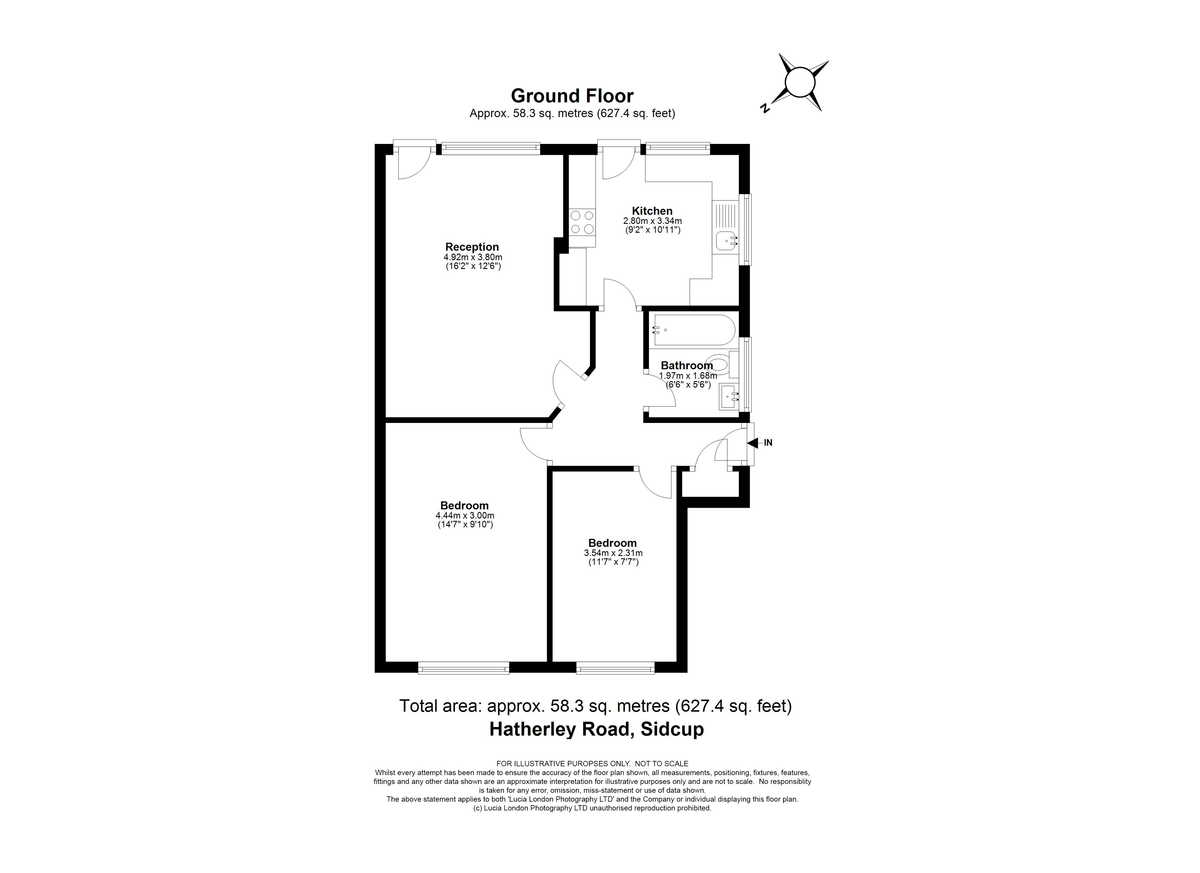2 bed flat for sale in Hatherley Road, Sidcup, DA14 - Property Floorplan