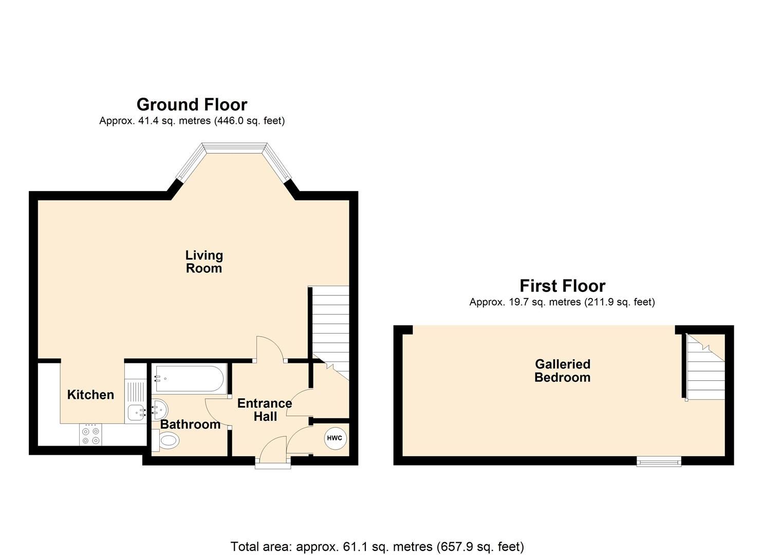 1 bed flat for sale in Leominster - Property Floorplan