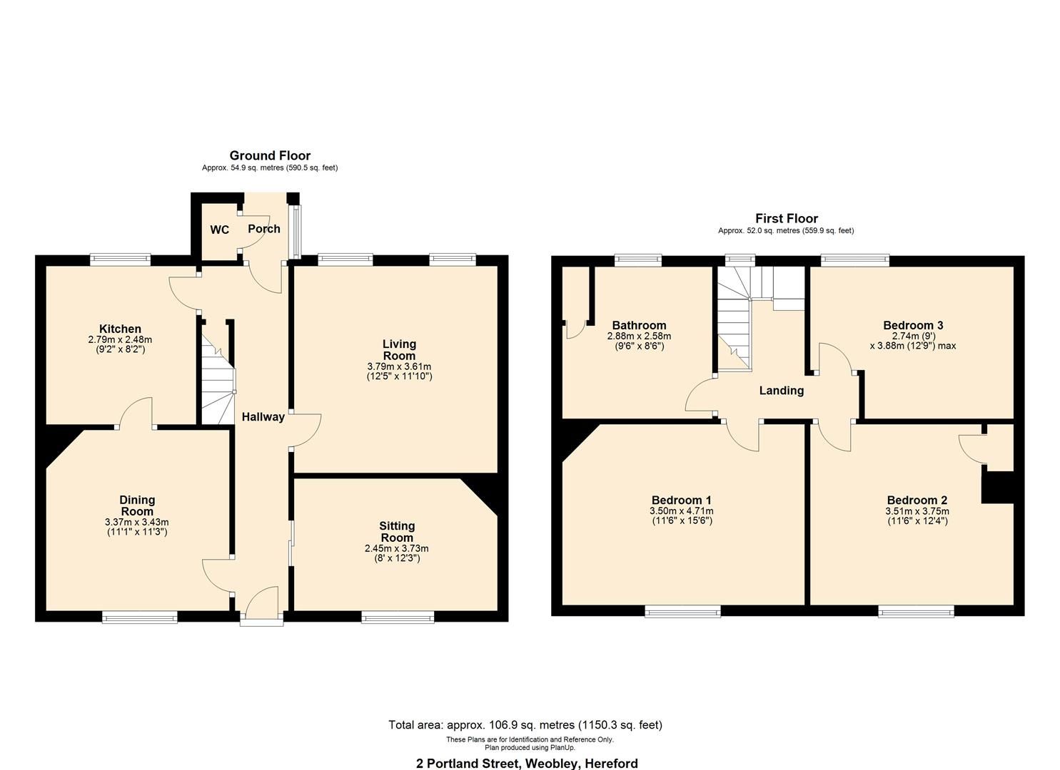 3 bed cottage for sale in Weobley - Property Floorplan