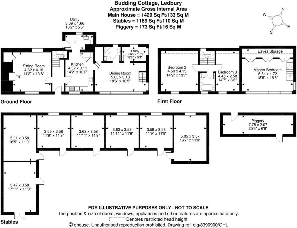 3 bed detached for sale in Canon Frome - Property Floorplan