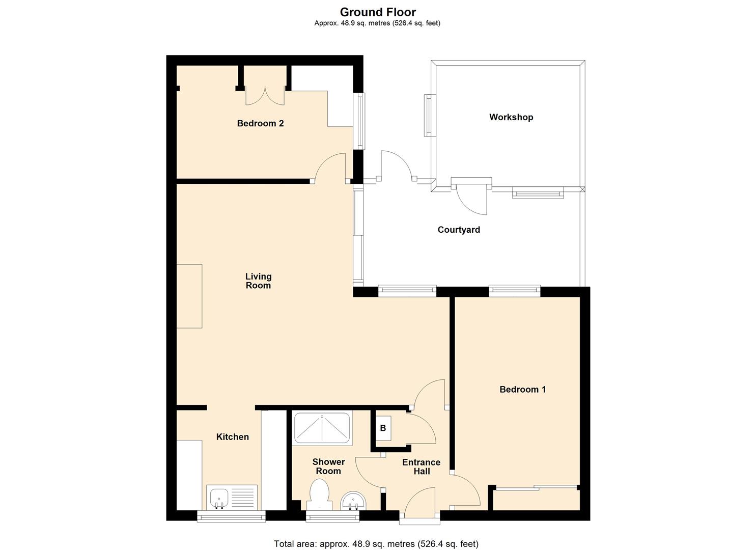2 bed terraced bungalow for sale in Leominster - Property Floorplan
