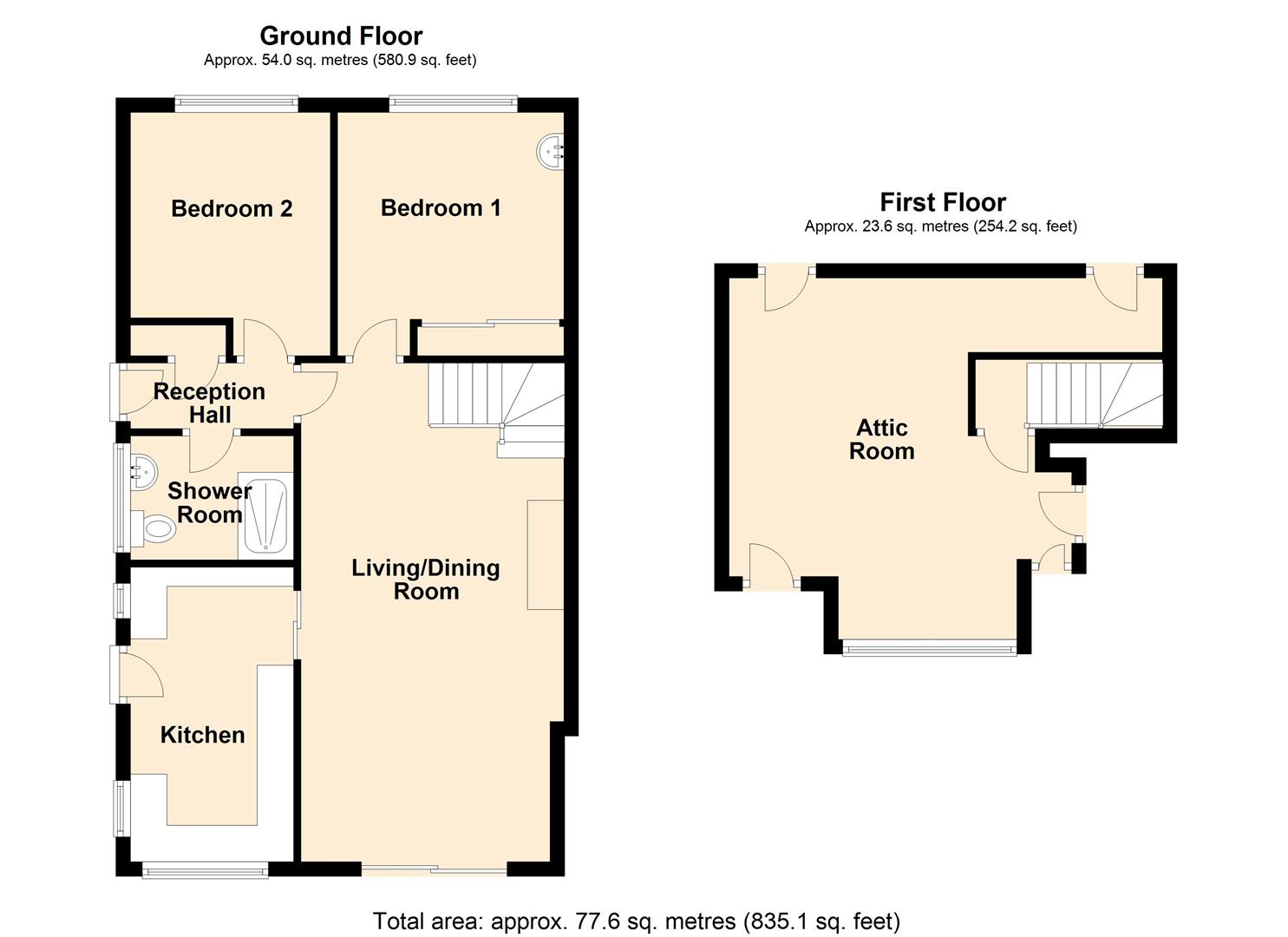 2 bed semi-detached bungalow for sale in Leominster - Property Floorplan
