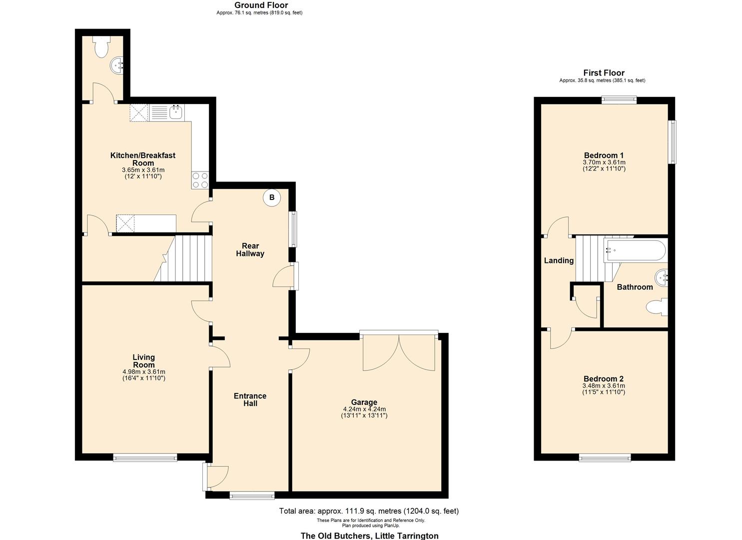 2 bed detached for sale in Little Tarrington - Property Floorplan