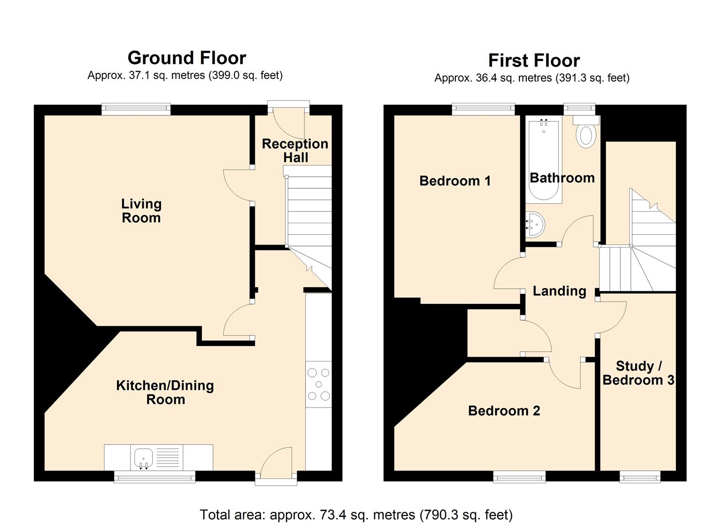 3 bed terraced for sale in Leominster - Property Floorplan