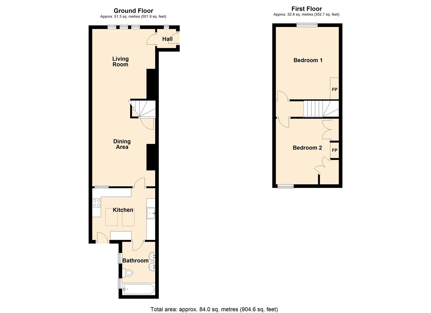 2 bed cottage for sale in Hope-Under-Dinmore - Property Floorplan