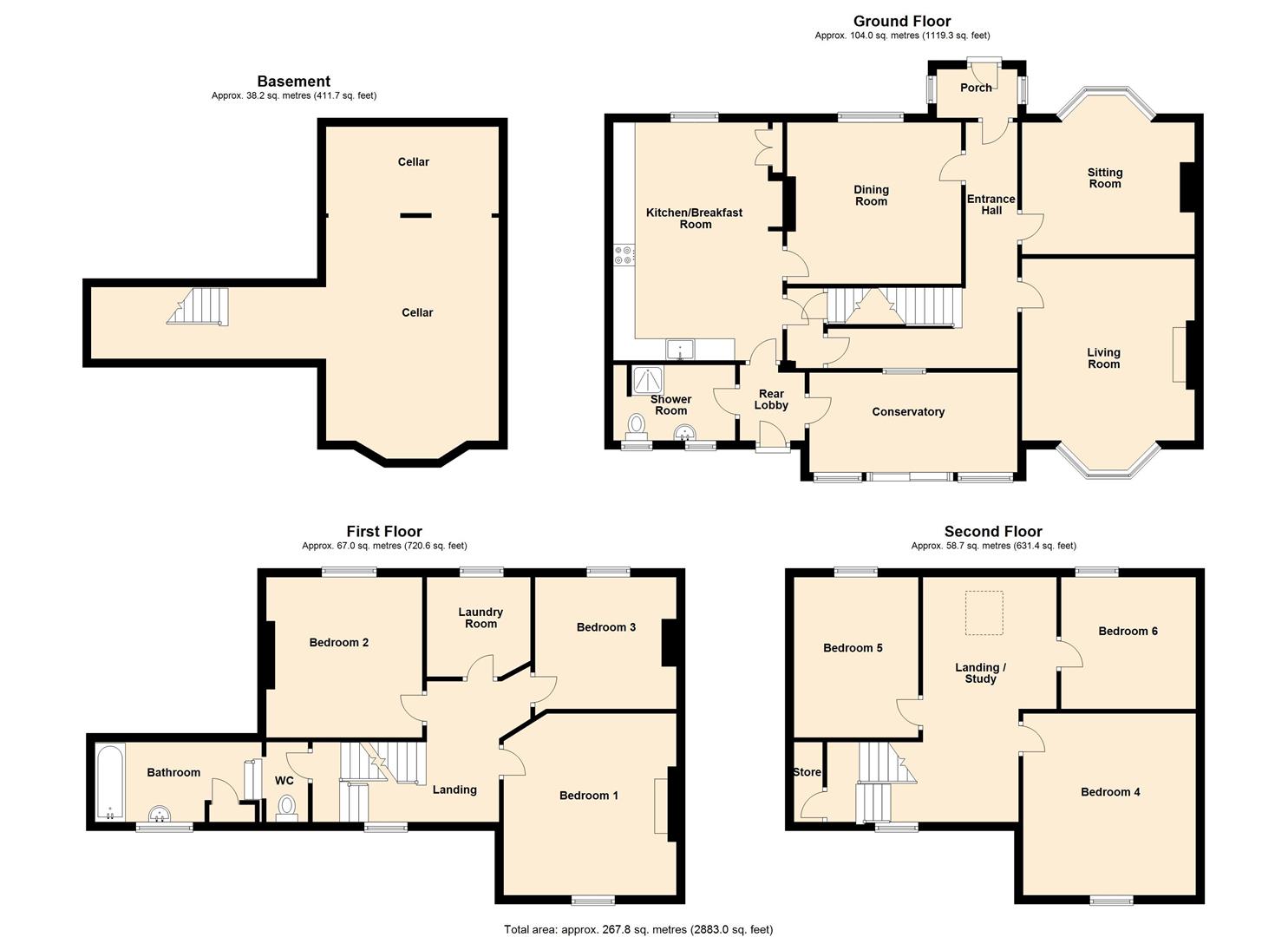 6 bed town house for sale in Leominster - Property Floorplan