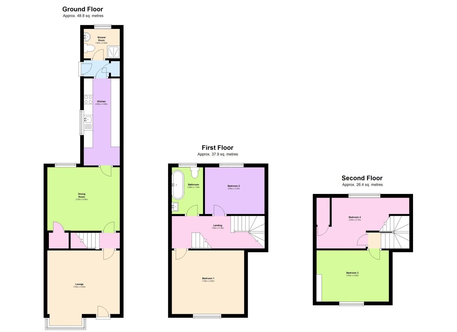 4 bed house to rent in Three Shires Oak Road - Property Floorplan