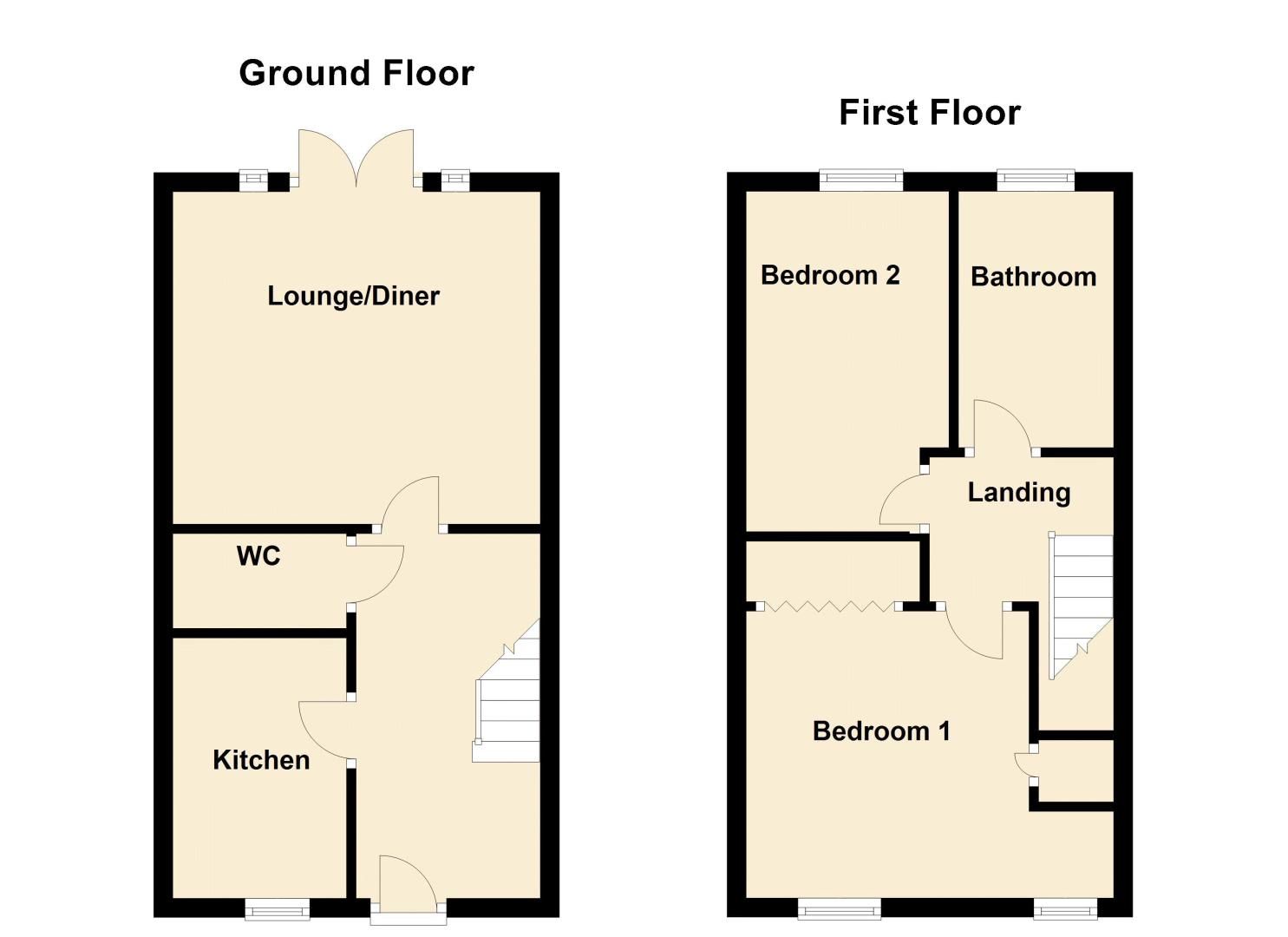 2 bed house for sale in Clay Lane - Property Floorplan