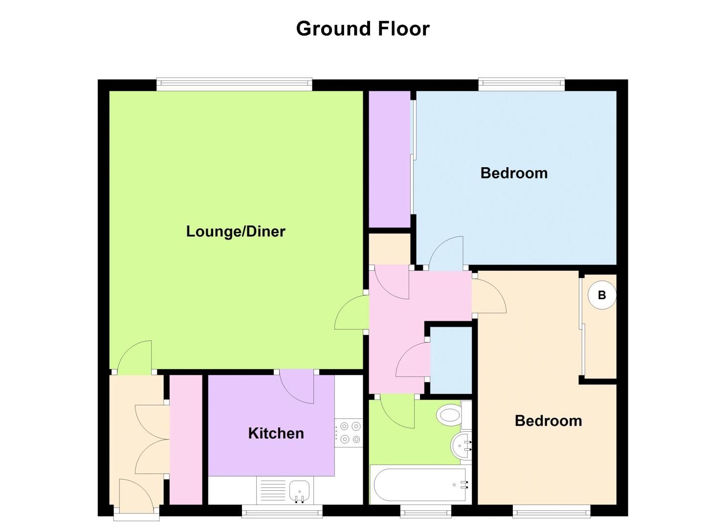 2 bed flat to rent in Middlefield Gardens - Property Floorplan