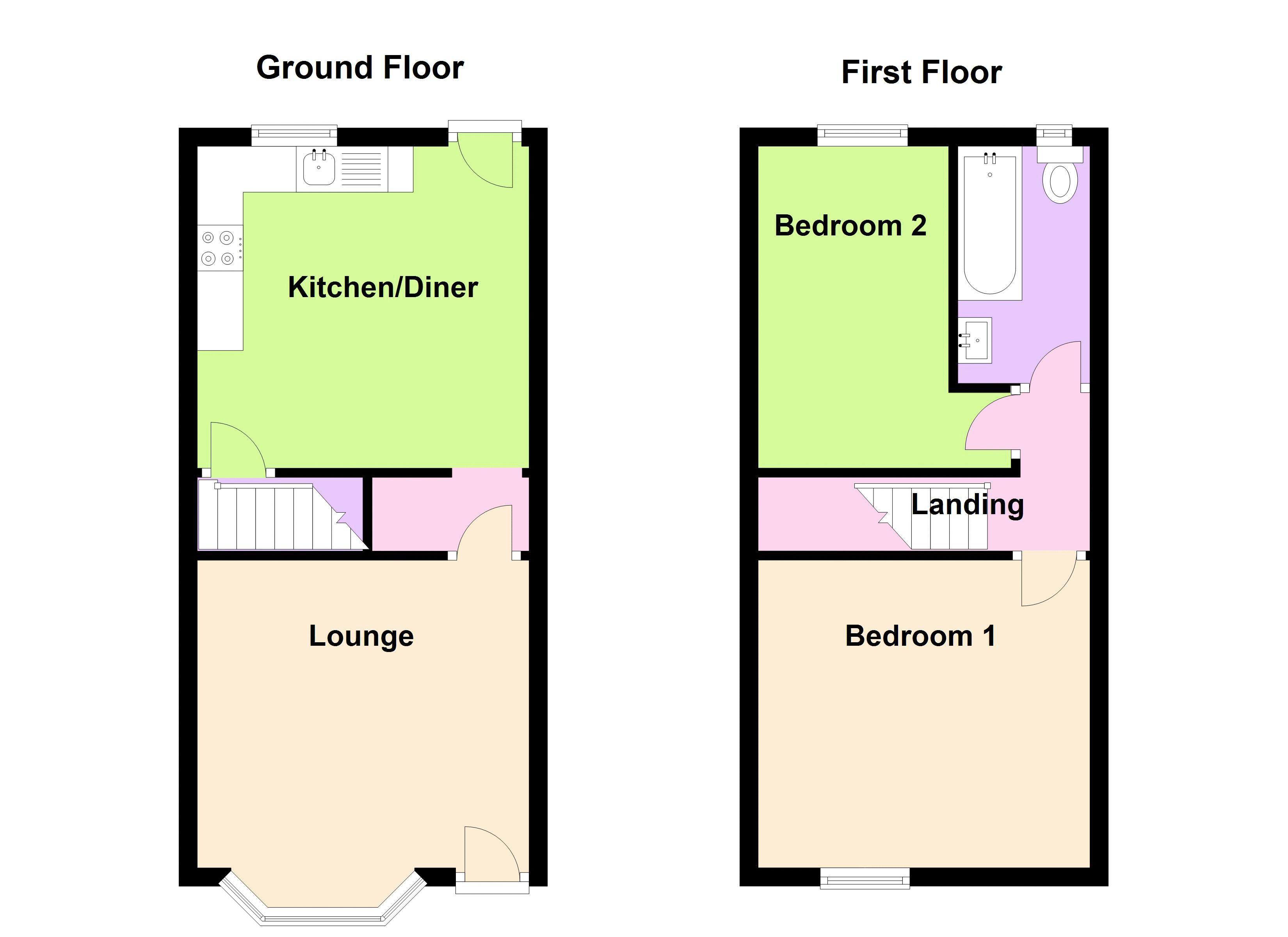 2 bed house for sale in Tiverton Grove - Property Floorplan
