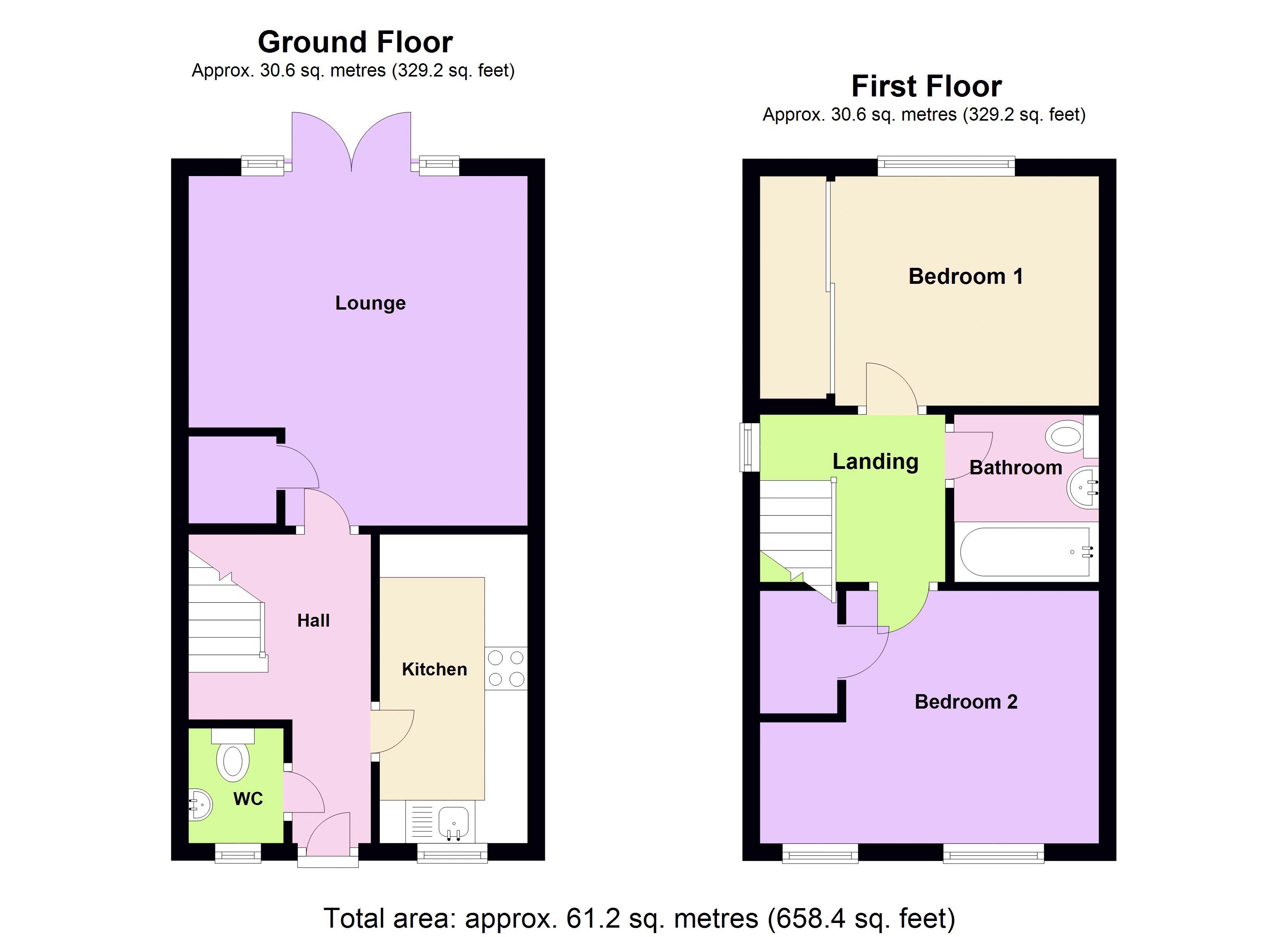 2 bed house for sale in Pemberton Road - Property Floorplan