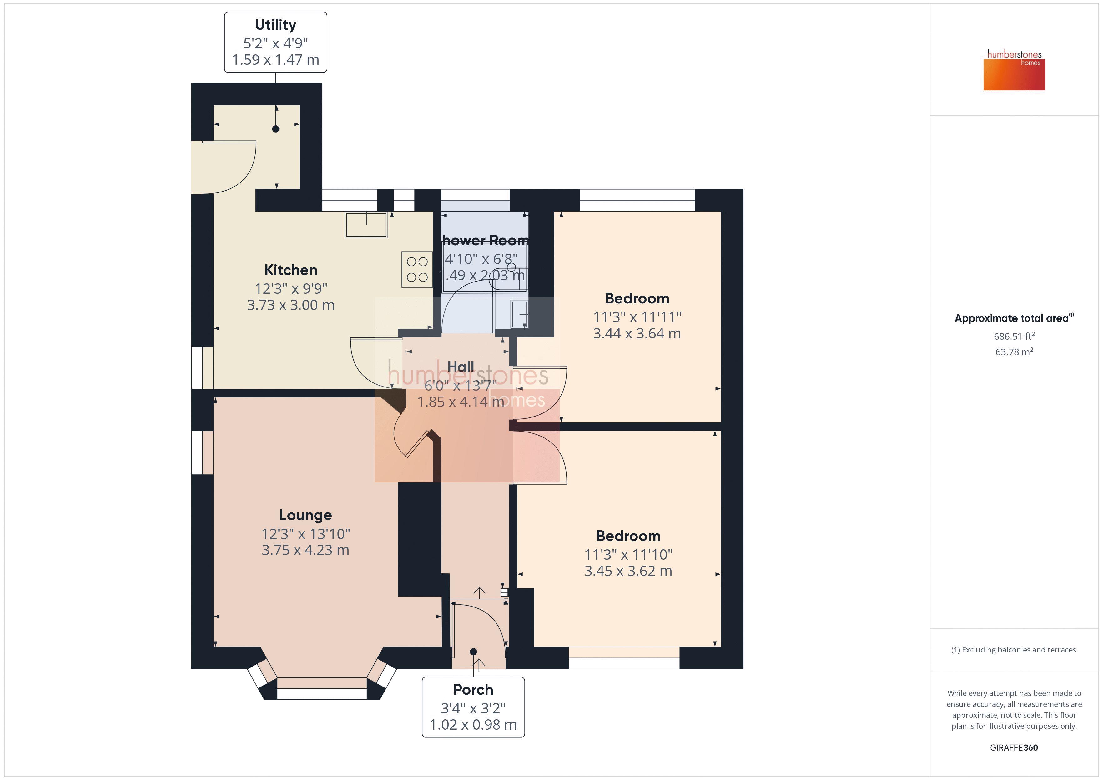 2 bed bungalow for sale in Abbey Road - Property Floorplan