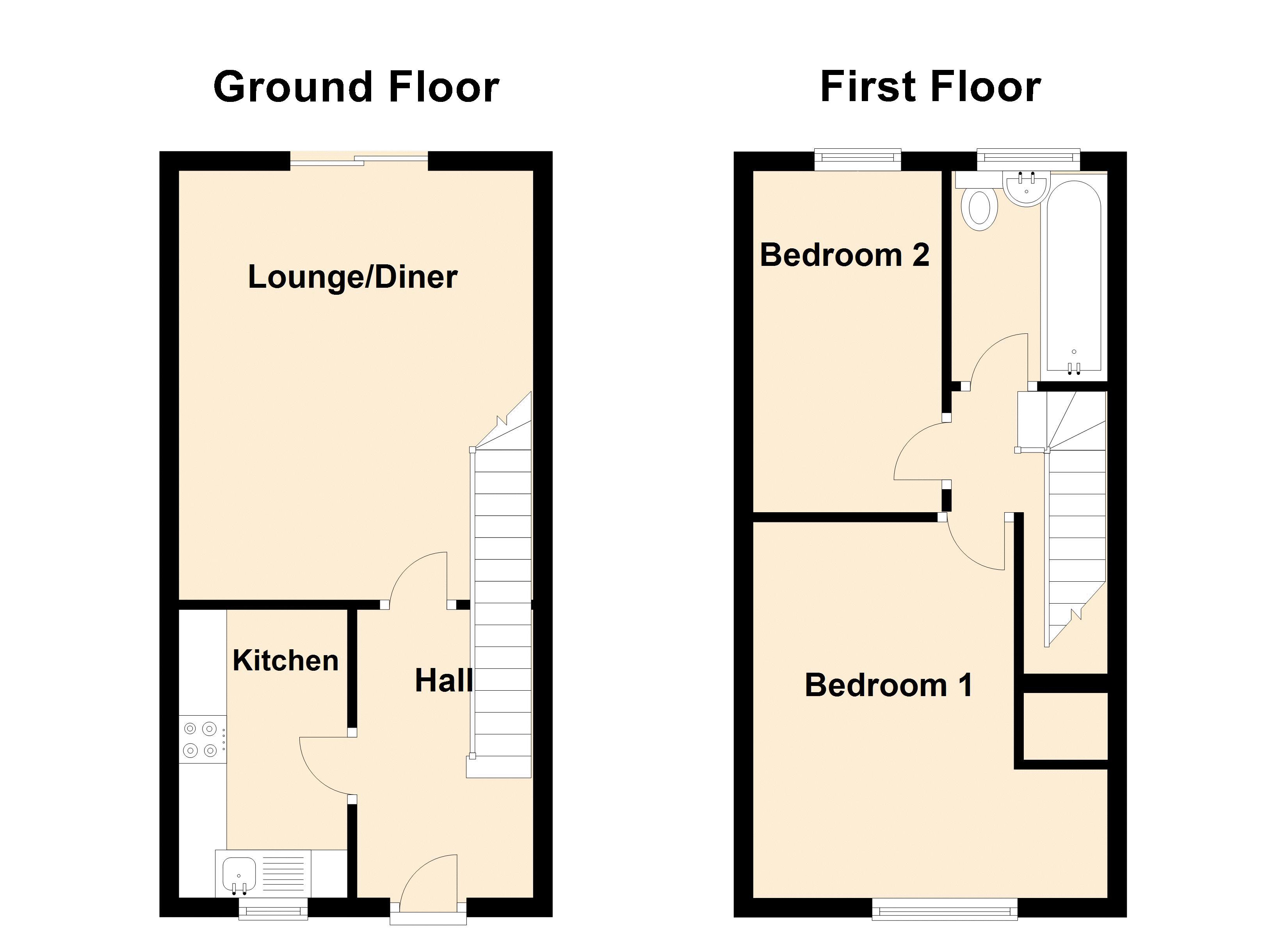 2 bed house to rent in Arthur Harris Close - Property Floorplan