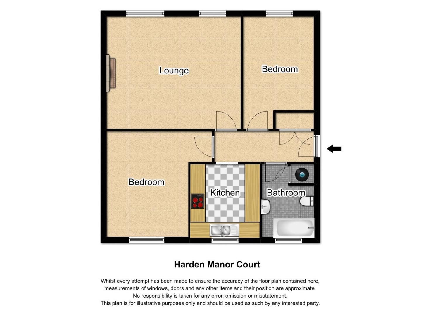 2 bed flat to rent in Harden Manor Court - Property Floorplan