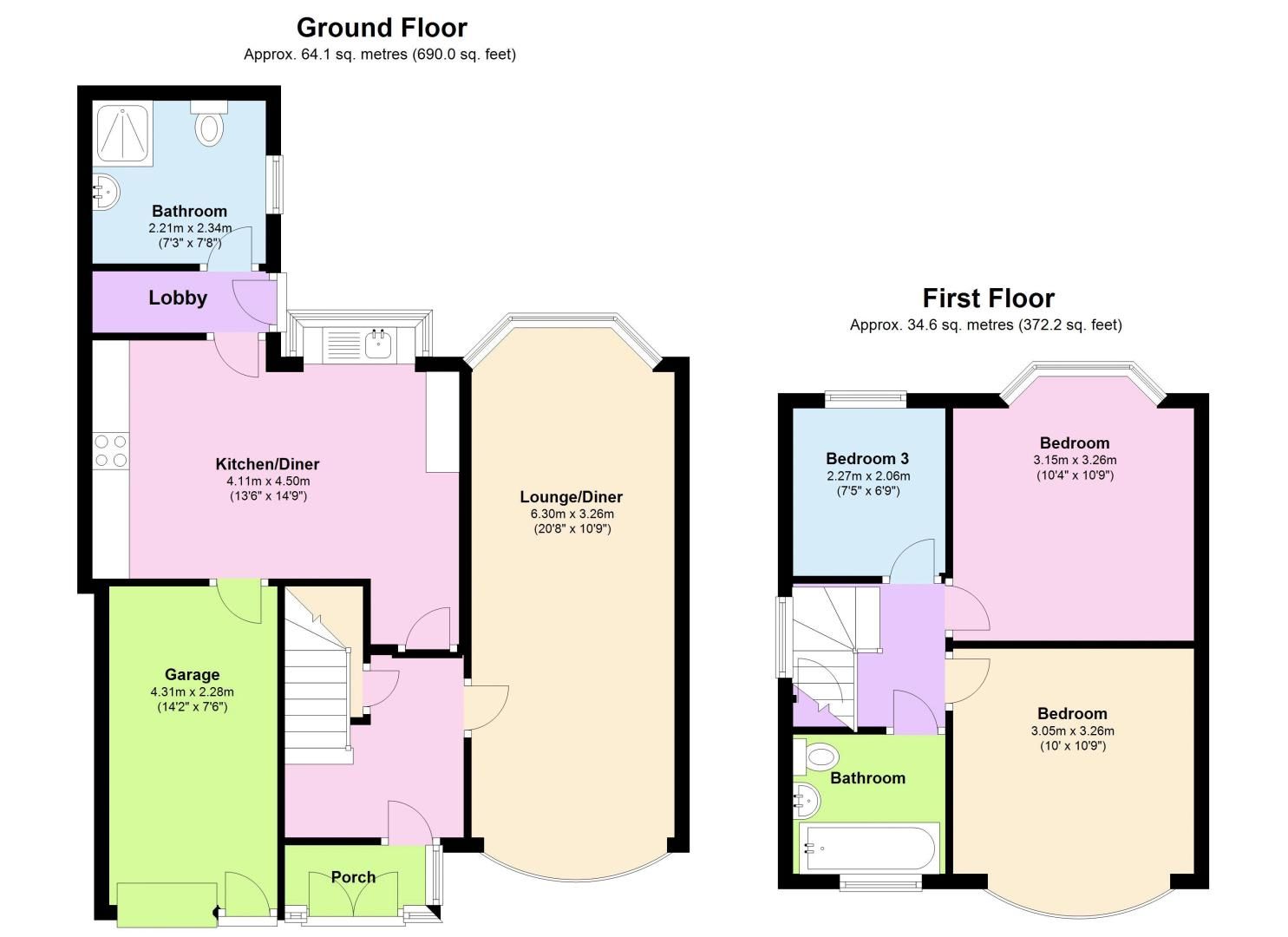 3 bed house for sale in Moat Road - Property Floorplan