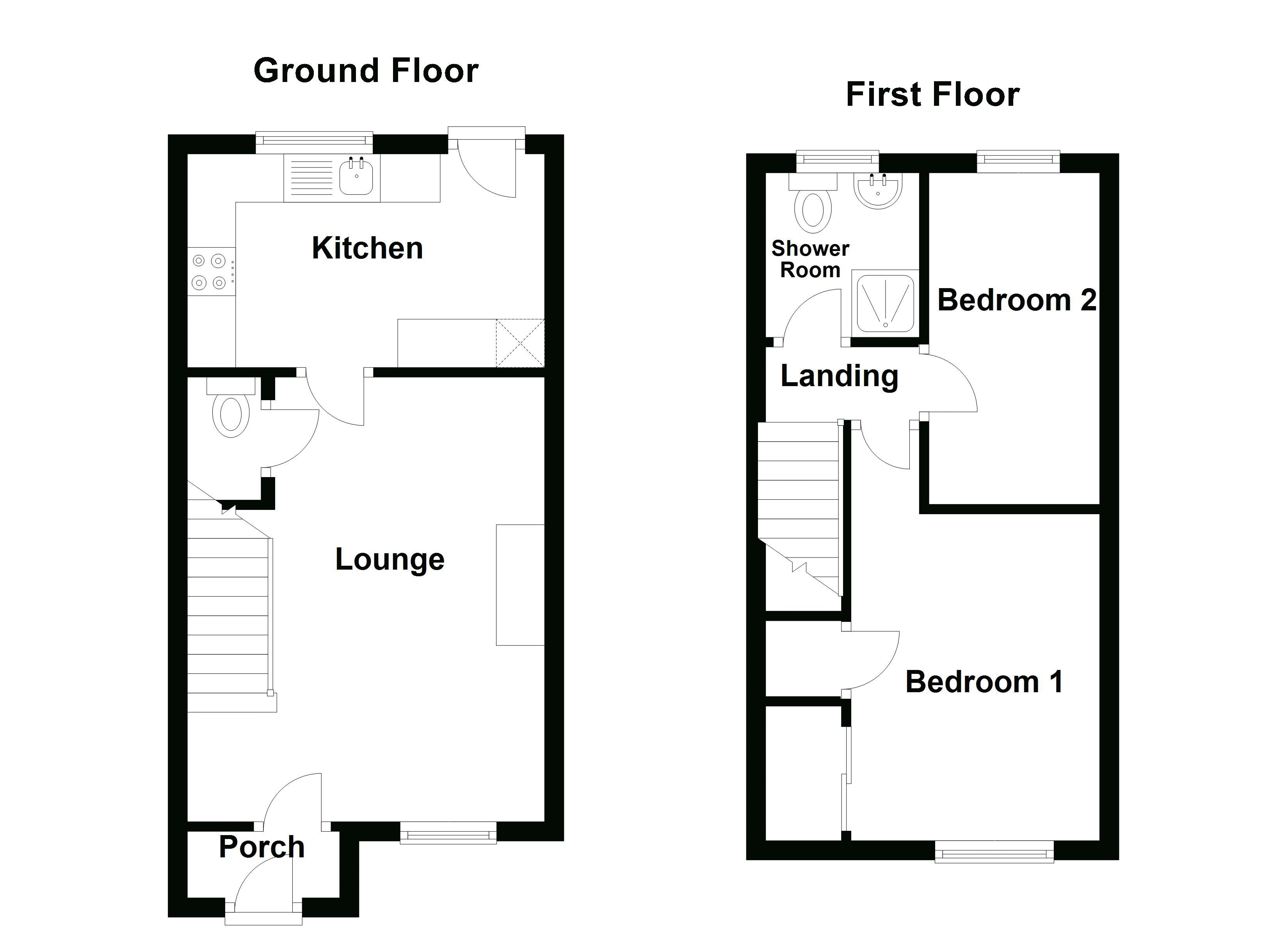 2 bed house to rent in The Heathlands - Property Floorplan